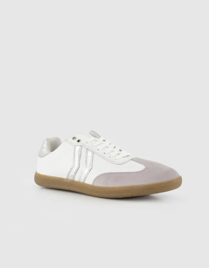Baskets blanches mix cuirs Femme