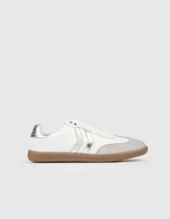 Baskets blanches mix cuirs Femme