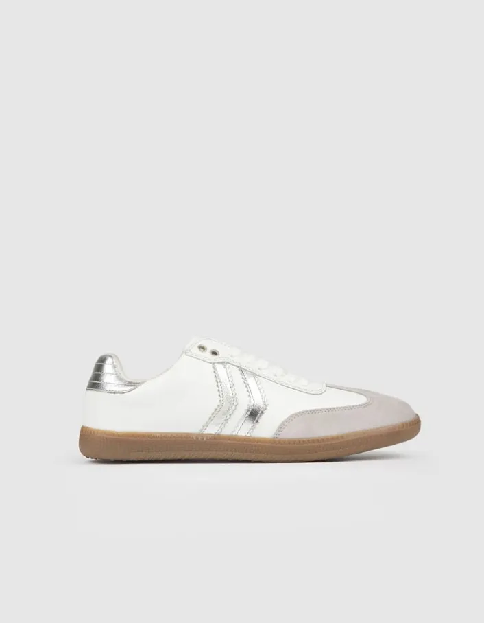 Baskets blanches mix cuirs Femme