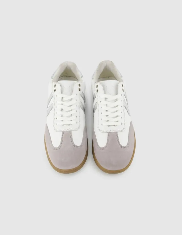 Baskets blanches mix cuirs Femme