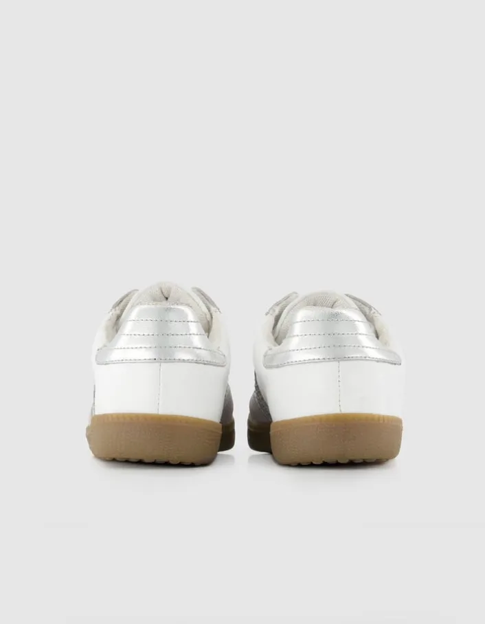 Baskets blanches mix cuirs Femme