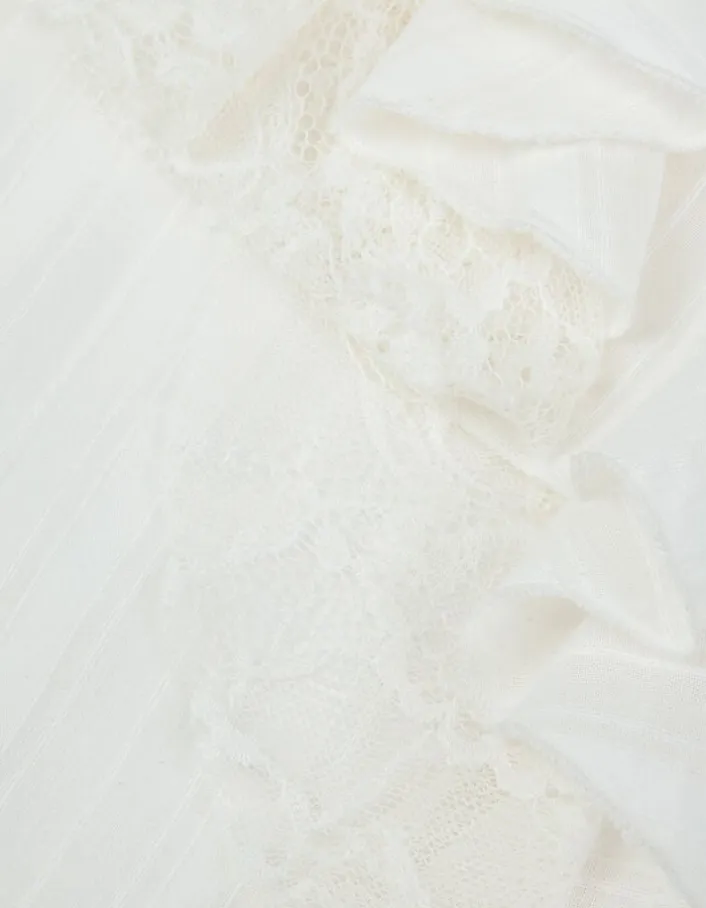 Blouse fluide blanche détails volants dentelle Femme