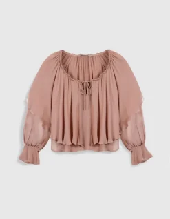 Blouse fluide blush large volant Femme
