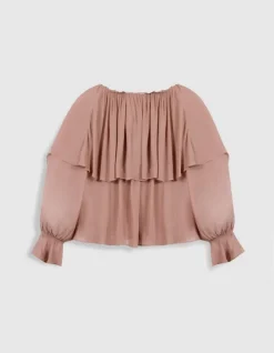 Blouse fluide blush large volant Femme