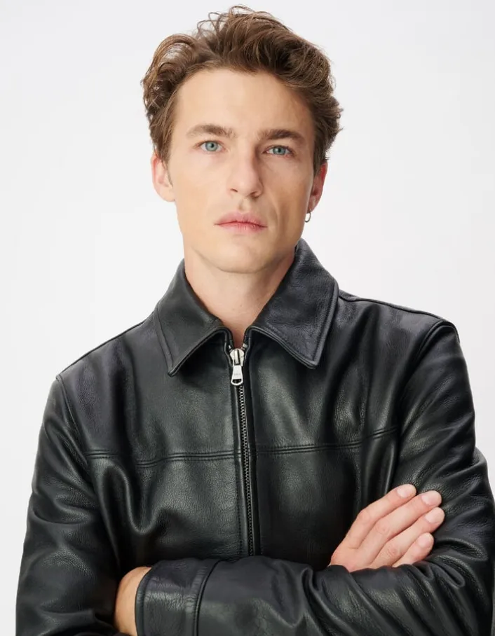 Blouson cuir noir Homme