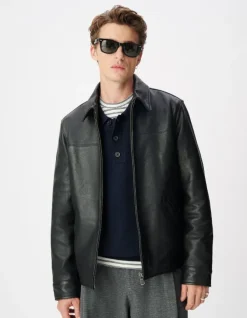 Blouson cuir noir Homme