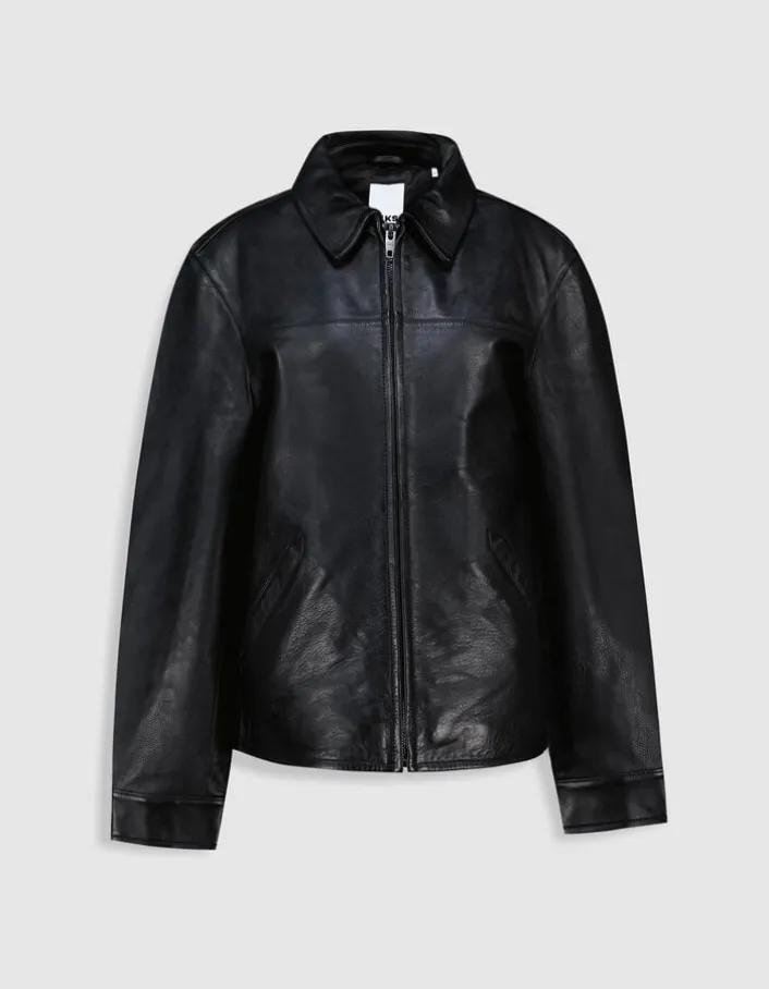 Blouson cuir noir Homme