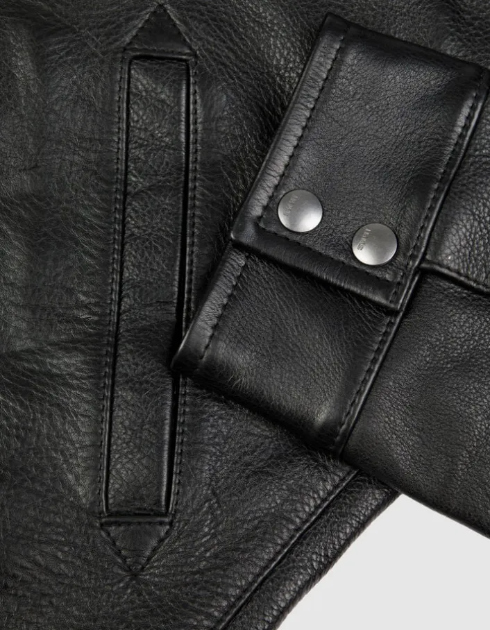 Blouson cuir noir Homme
