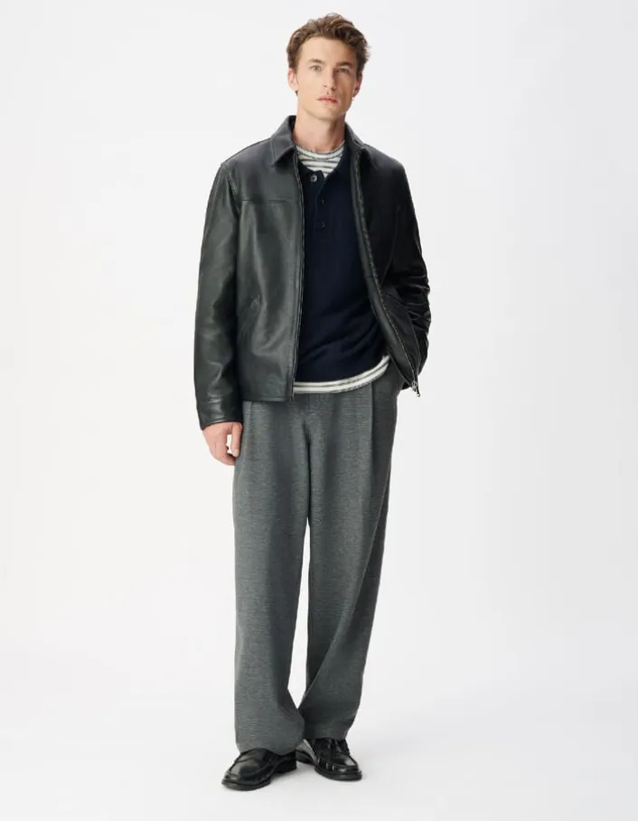 Blouson cuir noir Homme