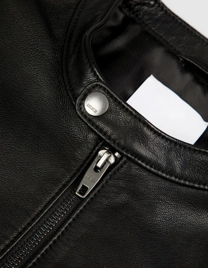 Blouson cuir noir zippé Homme