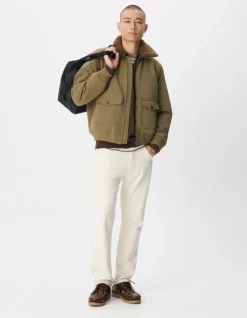 Blouson kaki col fourré amovible Homme