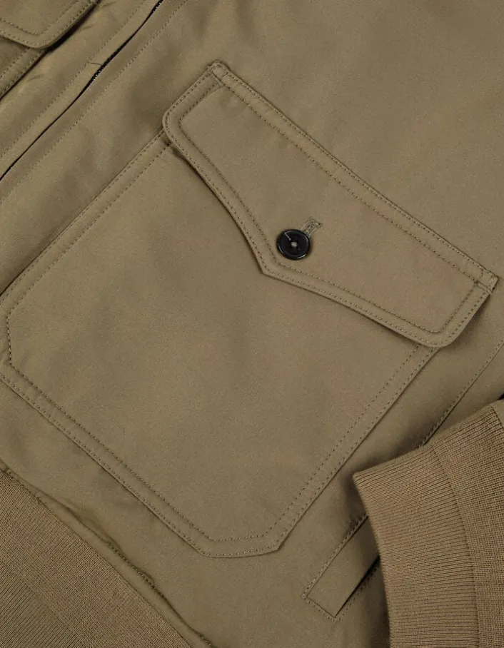 Blouson kaki col fourré amovible Homme