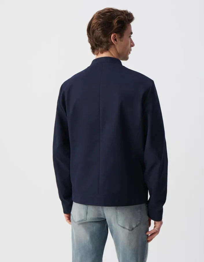 Blouson marine à col pressionné Homme
