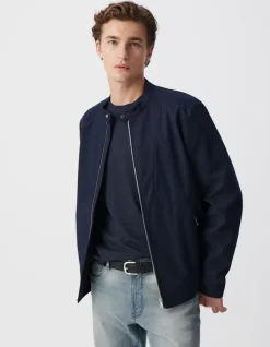 Blouson marine à col pressionné Homme