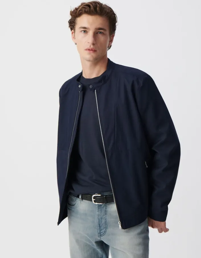 Blouson marine à col pressionné Homme