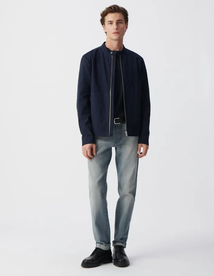Blouson marine à col pressionné Homme