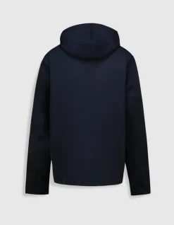 Blouson marine parementure et capuche amovibles Homme
