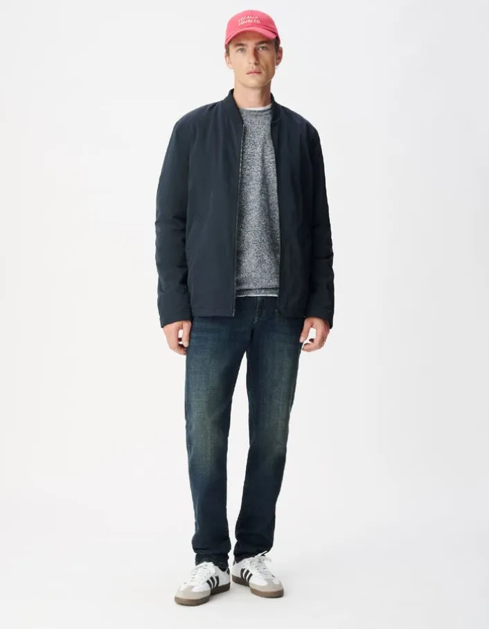Blouson marine parementure et capuche amovibles Homme
