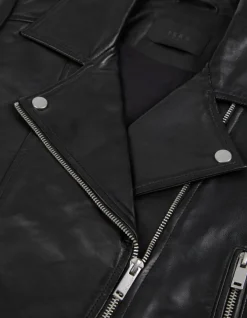 Blouson noir cuir esprit motard Femme
