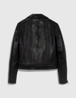 Blouson noir cuir esprit motard Femme