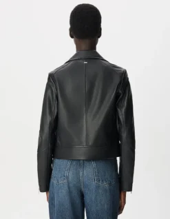 Blouson noir cuir esprit motard Femme
