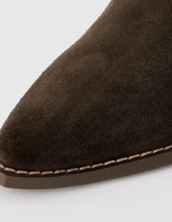 Boots marron cuir velours esprit santiag Femme