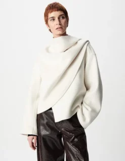 Cape écharpe blanche lainage Femme
