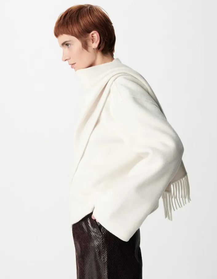 Cape écharpe blanche lainage Femme