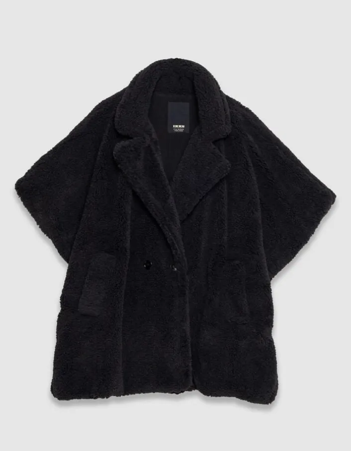Cape noire col tailleur Femme