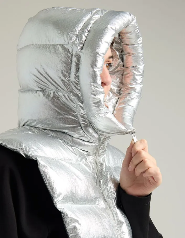Capuche doudoune argent nylon Femme