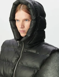 Capuche doudoune noire nylon matelassé Femme