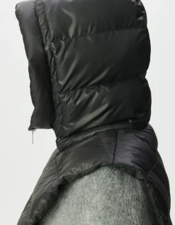 Capuche doudoune noire nylon matelassé Femme