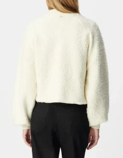 Cardigan blanc maille bouclette Femme