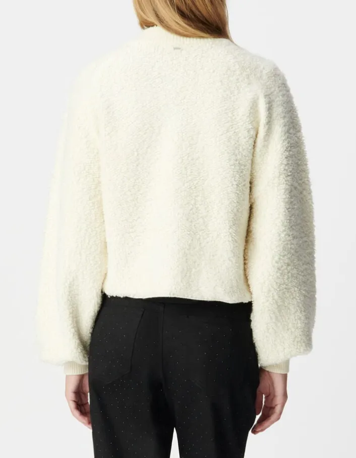 Cardigan blanc maille bouclette Femme