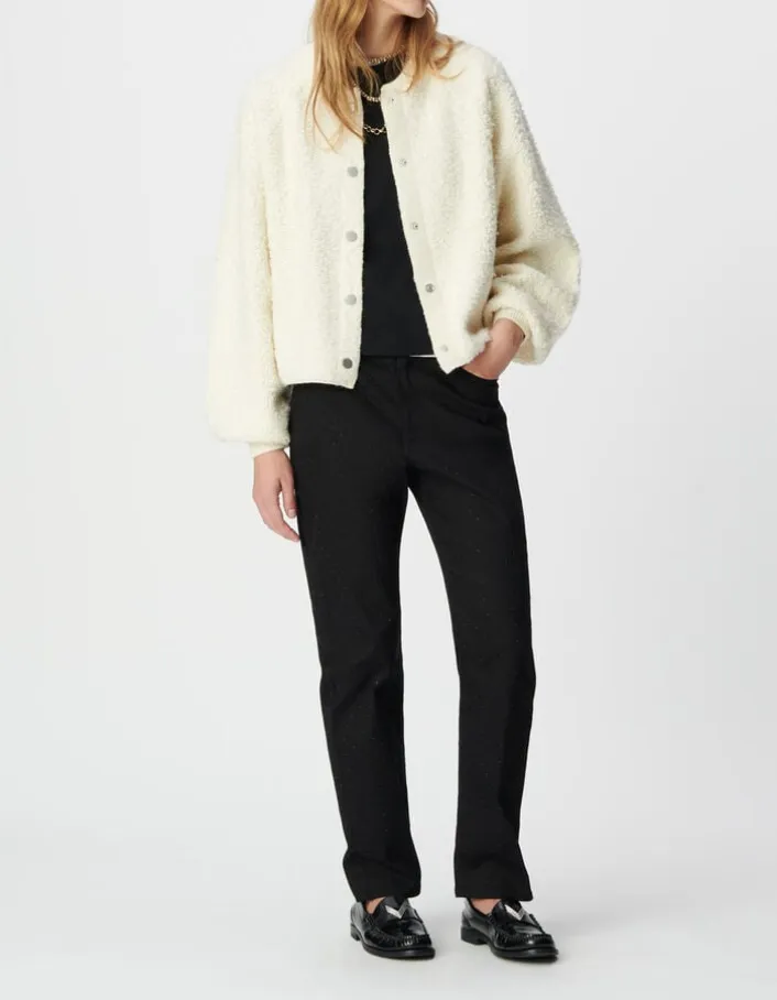 Cardigan blanc maille bouclette Femme