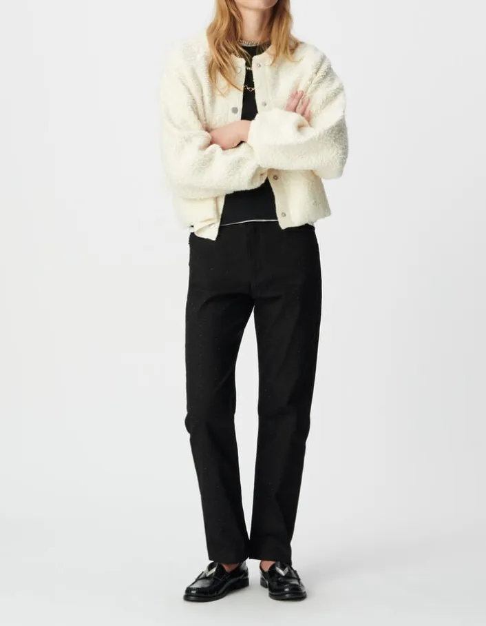 Cardigan blanc maille bouclette Femme