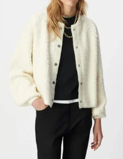 Cardigan blanc maille bouclette Femme