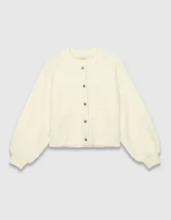 Cardigan blanc maille bouclette Femme