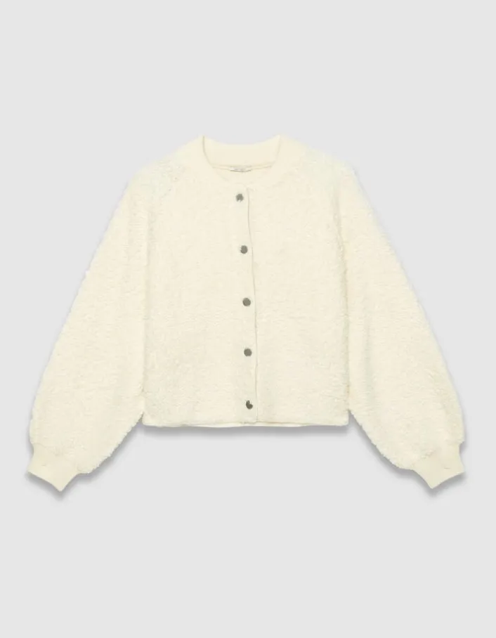 Cardigan blanc maille bouclette Femme