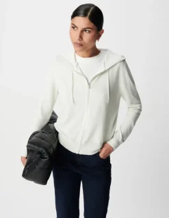Cardigan blanc tricot pailleté motif chevrons ajouré dos Femme
