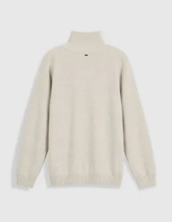Cardigan col camionneur blanc tricot zippé Homme