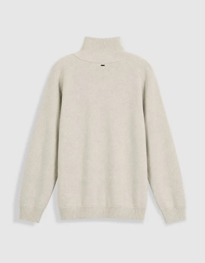 Cardigan col camionneur blanc tricot zippé Homme