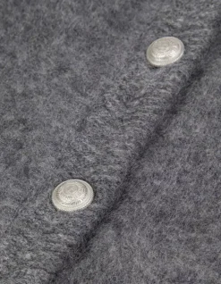 Cardigan gris tricot mousseux 100% laine Femme