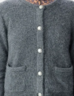 Cardigan gris tricot mousseux 100% laine Femme