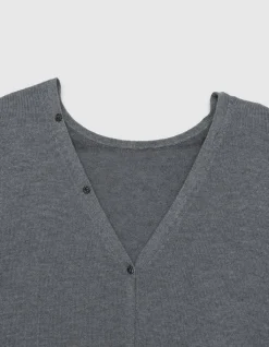 Cardigan gris tricot réversible devant/dos Femme