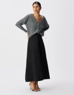 Cardigan gris tricot réversible devant/dos Femme