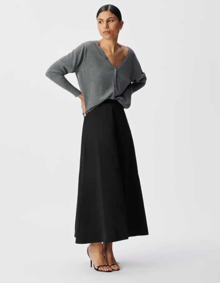 Cardigan gris tricot réversible devant/dos Femme