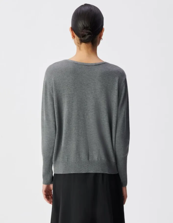 Cardigan gris tricot réversible devant/dos Femme
