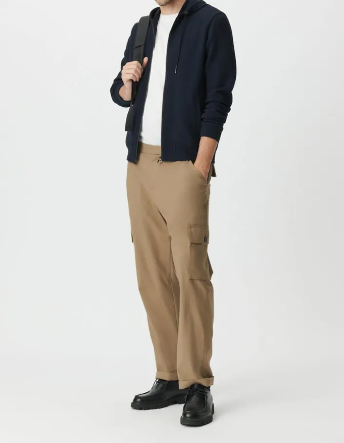 Cardigan marine coton bio maille Ottoman à capuche Homme