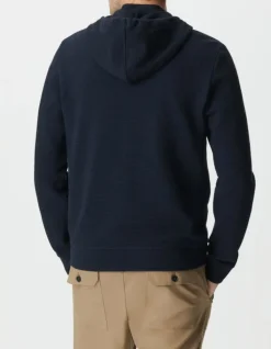 Cardigan marine coton bio maille Ottoman à capuche Homme